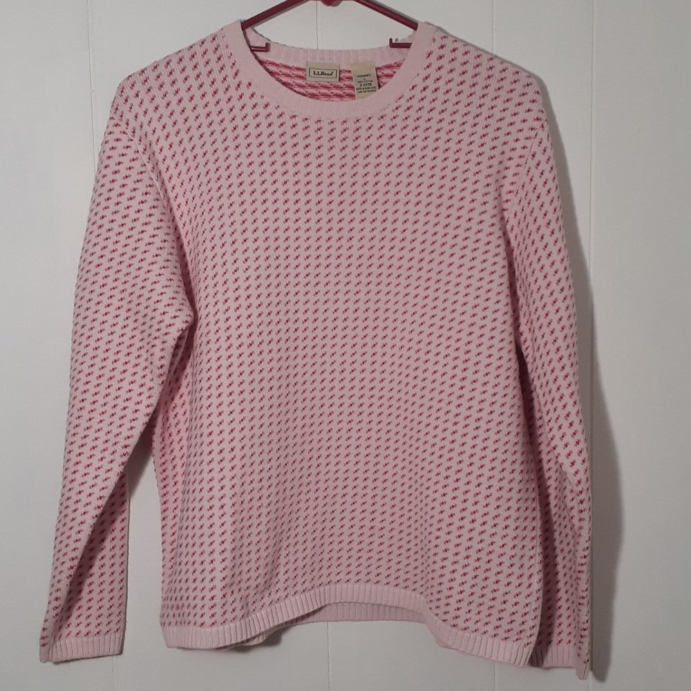 L.L. Bean Light Pink Sweater w/ Pink & Red size L